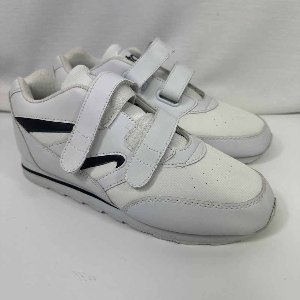 TOTES Sneakers Women's 8.5 Walking Shoes Whitw/Black no laces 2 Straps‎